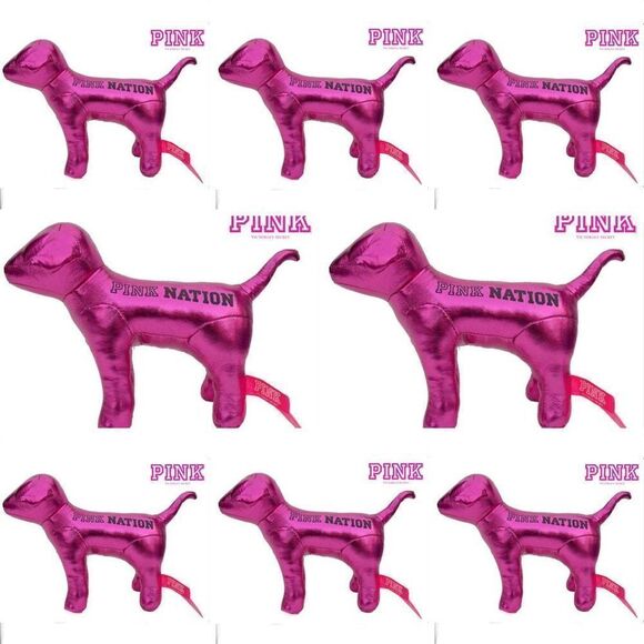 NWT Set of 8 Victorias Secret Pink Mini DOG Metallic Pink Nation Limited Edition - Picture 1 of 11